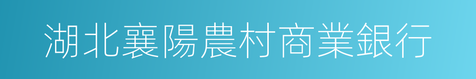 湖北襄陽農村商業銀行的同義詞