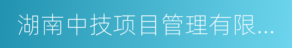 湖南中技项目管理有限公司的同义词