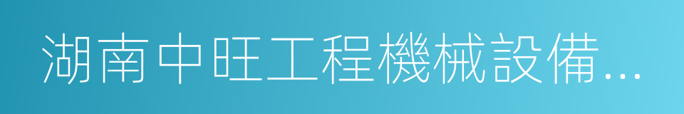 湖南中旺工程機械設備有限公司的同義詞