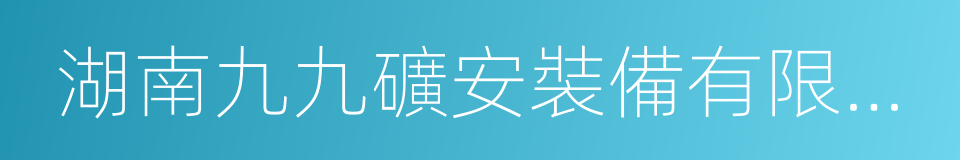 湖南九九礦安裝備有限公司的同義詞