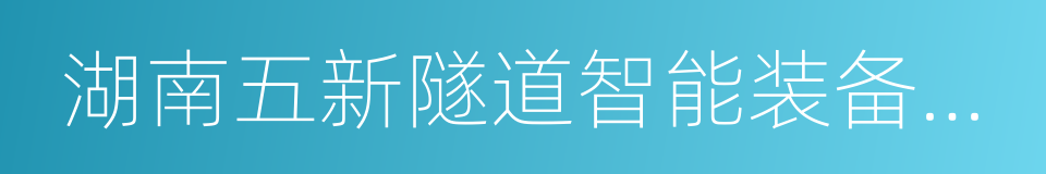 湖南五新隧道智能装备股份有限公司的同义词