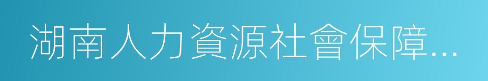 湖南人力資源社會保障公共服務網的同義詞