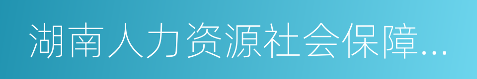 湖南人力资源社会保障公共服务网的同义词