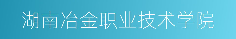 湖南冶金职业技术学院的同义词