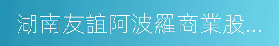 湖南友誼阿波羅商業股份有限公司的同義詞