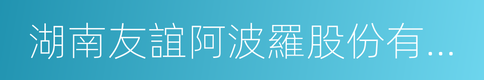 湖南友誼阿波羅股份有限公司的同義詞