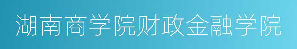 湖南商学院财政金融学院的同义词