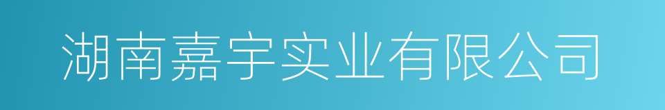湖南嘉宇实业有限公司的同义词
