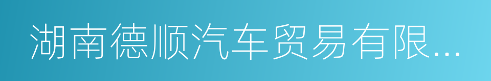 湖南德顺汽车贸易有限公司的同义词