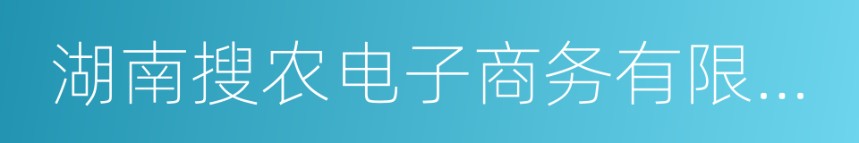 湖南搜农电子商务有限公司的同义词