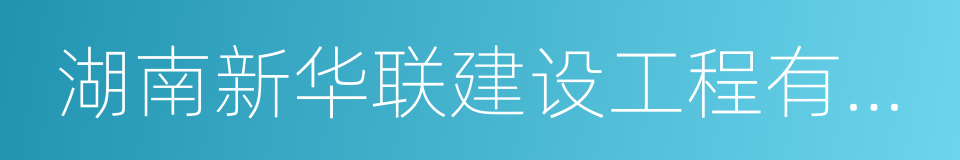 湖南新华联建设工程有限公司的同义词