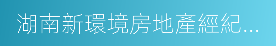 湖南新環境房地產經紀連鎖有限公司的同義詞