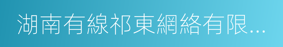 湖南有線祁東網絡有限公司的同義詞