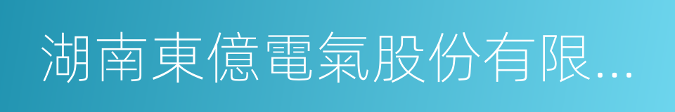 湖南東億電氣股份有限公司的同義詞