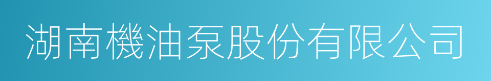 湖南機油泵股份有限公司的同義詞