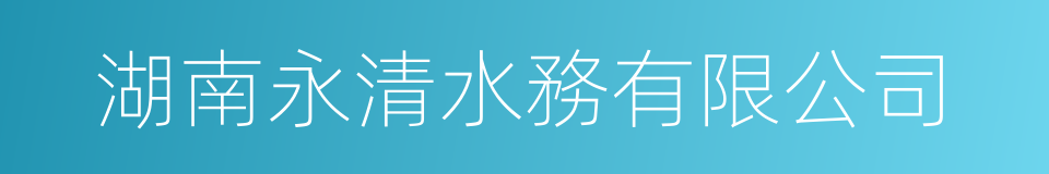 湖南永清水務有限公司的同義詞