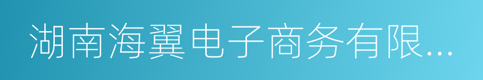 湖南海翼电子商务有限公司的同义词