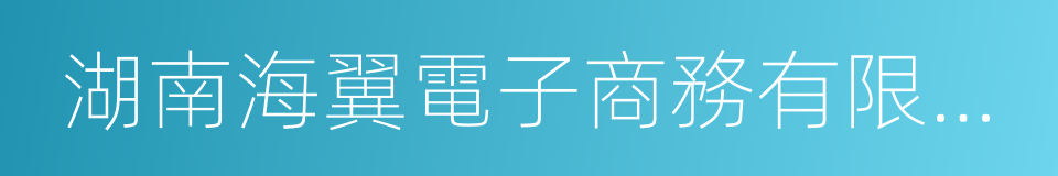 湖南海翼電子商務有限公司的同義詞