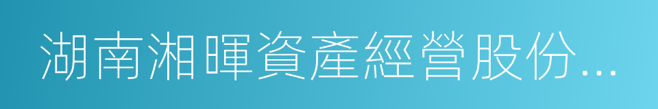 湖南湘暉資產經營股份有限公司的同義詞
