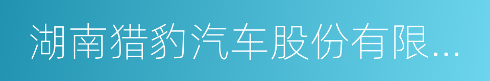 湖南猎豹汽车股份有限公司的同义词