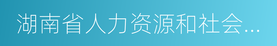 湖南省人力资源和社会保障公共服务网的同义词