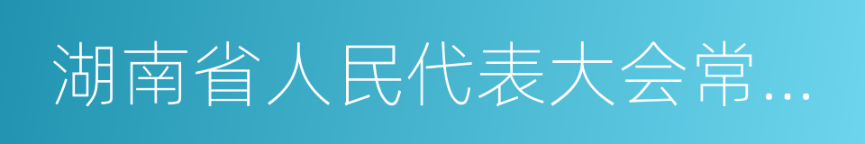 湖南省人民代表大会常务委员会的同义词