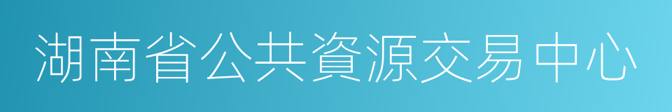 湖南省公共資源交易中心的同義詞