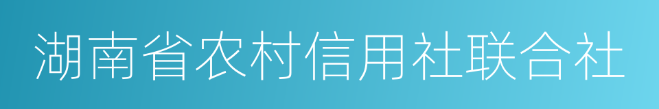 湖南省农村信用社联合社的同义词