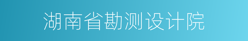 湖南省勘测设计院的同义词