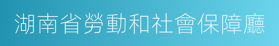 湖南省勞動和社會保障廳的同義詞