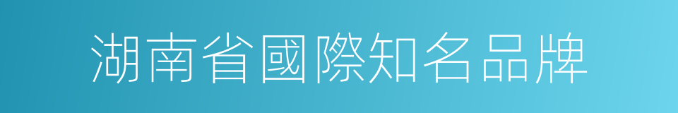 湖南省國際知名品牌的同義詞