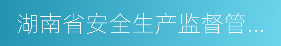 湖南省安全生产监督管理局的同义词