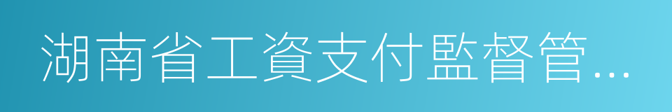 湖南省工資支付監督管理辦法的同義詞