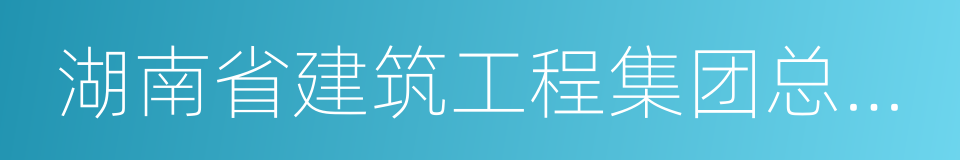 湖南省建筑工程集团总公司的同义词