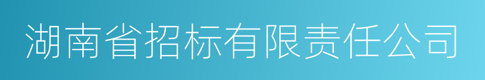 湖南省招标有限责任公司的同义词