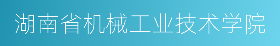 湖南省机械工业技术学院的同义词