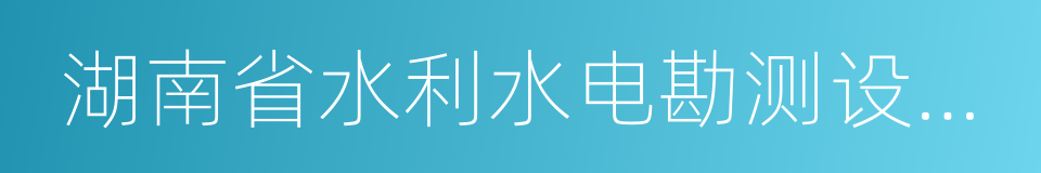 湖南省水利水电勘测设计研究总院的同义词