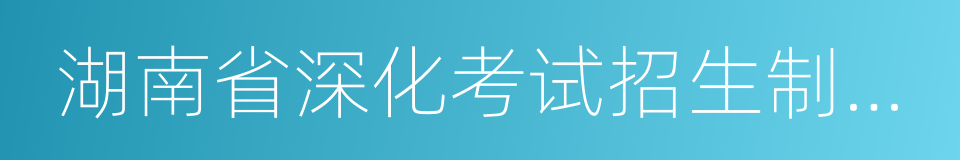 湖南省深化考试招生制度改革实施方案的同义词