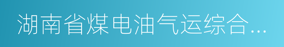 湖南省煤电油气运综合协调应急预案的同义词