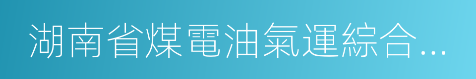 湖南省煤電油氣運綜合協調應急預案的同義詞