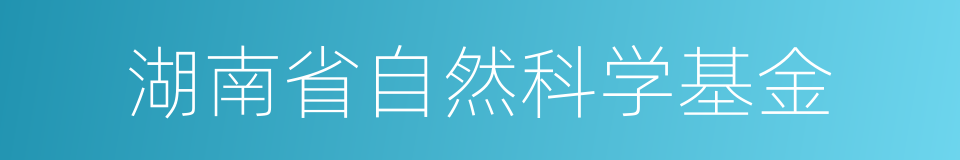 湖南省自然科学基金的同义词