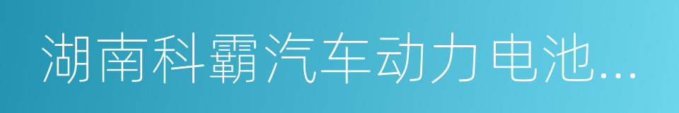 湖南科霸汽车动力电池有限责任公司的同义词