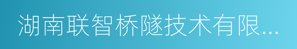 湖南联智桥隧技术有限公司的同义词