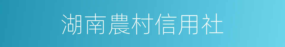 湖南農村信用社的同義詞