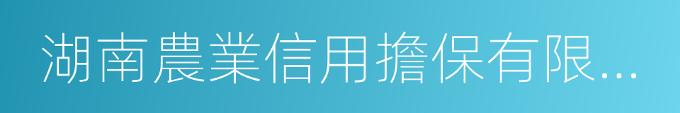 湖南農業信用擔保有限公司的同義詞