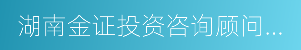 湖南金证投资咨询顾问有限公司的同义词