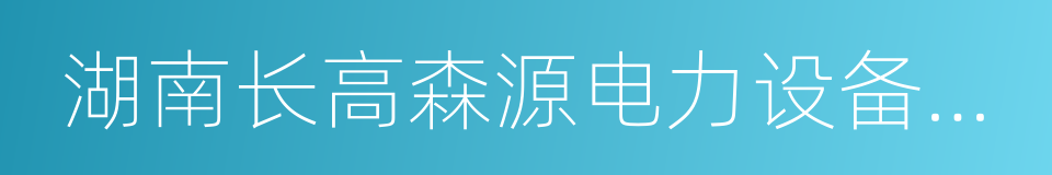 湖南长高森源电力设备有限公司的同义词