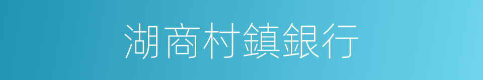 湖商村鎮銀行的同義詞