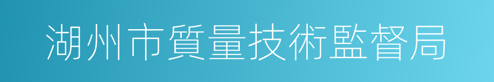 湖州市質量技術監督局的同義詞