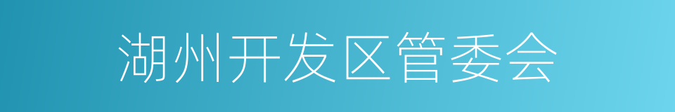 湖州开发区管委会的同义词
